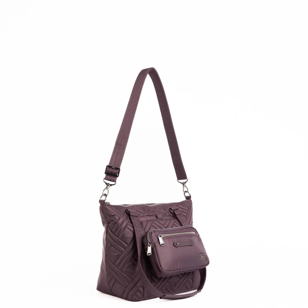 Lug 2 piece CATAMARAN Quilted Shoulder Bag with Removable Pouch HTF Plum - Picture 4 of 13